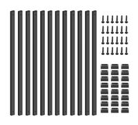 Sidasu Paquete de 50 balaustres de metal negro de 26 pulgadas, husillos rectangulares de escalera para sistema de barandilla de cubierta, kit de barandilla de montaje lateral con tapas de extremo y