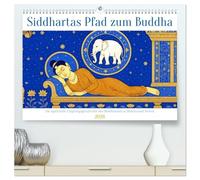 Siddhartas Pfad zum Buddha (hochwertiger Premium Wandkalender 2026 DIN A2 quer), Kunstdruck in Hochglanz: Die Wurzeln des Buddhismus - erzählt in Bildern und Texten