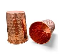 Siddhivinayak Overseas Juego de 2 vasos de cobre puro martillado para agua potable, vasos de vidrio para beneficios de salud Ayurveda