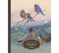 Side-By-Side Notebook: Side-by-Side Notebook with Blank and Lined Split Pages for Writing & Sketching with 108 Cream Pages & Vintage Bird Cover