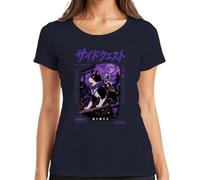 Side Quest Japan Cat Fantasy Adventure Y2K - Camiseta para mujer, azul marino, 3XL
