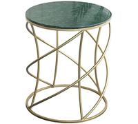 Side Table Coffee Table Wrought Iron Marble Small Round Couch Table Simple Leisure Living Room Bedroom Balcony Coffee Table (Color : Green Size : B) (Green A)