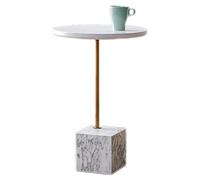 Side Table with Stable Marble Base and Metal Bracket Modern Living Room Bedroom Sofa Coffee Table Mini Light Luxury Corner Table White