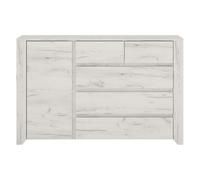 Sideboard Habitación Juvenil Cómoda De Cajones 119cm Roble Blanco 59983494
