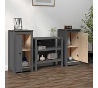 Sideboards 2 Stk. Grau gartenschrank kleiderschrank for Wohnzimmer Schlafzimmer 39x35x80 cm Massivholz Kiefer