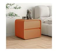 Sideleta de noche con almacenamiento de 2 cajones, moderna mesa de fin de cuero de microfibra de naranja, para dormitorio, 1 mesita de noche, soporte de noche de 18.5 "H (tamaño: L50XD40XH47cm)