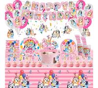 Sidesea Decoracion Cumpleaños, 99PCS Blue y Globos de Platos y Vasos para Cumpleaños Feliz Vajilla Infantil Mantel Pancarta Feliz Juego Cubiertos