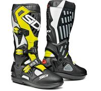 Sidi Atojo SRS Botas de Motocross, negro-blanco-amarillo, tamaño 46 para Hombres