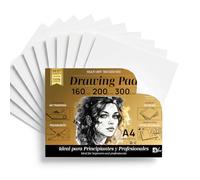 SIDI - Bloc de Dibujo A4 Profesional 160g/m², 200g/m² y 300g/m², Papel de Sketchbook, Papel Grueso sin Traspaso, Para Lápiz, Rotulador y Bocetos, Laminas Dibujo, 3 Tipos de Grosor (MULTI-ART, 50 h)