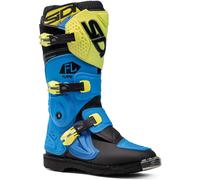 Sidi Flame Botas de Motocross para Niños, negro-azul-amarillo, tamaño 38