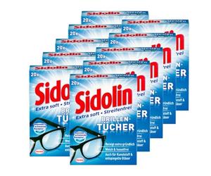Sidolin Paños de limpieza para gafas, 200 unidades (10 x 20), toallitas húmedas para gafas, pantallas, pantallas, limpiar sin esfuerzo y sin pelusas, ideales para viajes