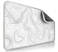 Sidorenko Alfombrilla de ratón XXL para videojuegos, color blanco, grande, 350 x 260 mm, alfombrilla de escritorio antideslizante para juegos y oficina, bordes sin flecos, alfombrilla de ratón grande