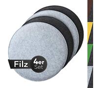 Sidorenko cómodo cojín de asiento redondo de fieltro Ø 36cm - Juego de 4 Grises I Gris claro - Cojín de silla lavable para la silla Eames shell - Cómoda funda de asiento para el banco I silla