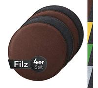 Sidorenko cómodo cojín de asiento redondo de fieltro Ø 36cm - Juego de 4 Grises I Marrón - Cojín de silla lavable para la silla Eames shell - Cómoda funda de asiento para el banco I silla