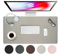 Sidorenko Desk Pad PU Leather 80x40cm - Gris Claro - Alfombrilla de Escritorio con Bordes cosidos - Almohadilla de Escritorio Grande - Alfombrilla de ratón XXL - Alfombrilla de Escritorio