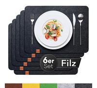 Sidorenko Juego de 6 manteles Individuales de Fieltro, Color Gris, 44 x 32 cm, manteles Individuales Lavables, manteles Individuales rectangulares, Posavasos de Mesa, Mantel de Mesa de Comedor, Juego