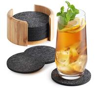 Sidorenko Posavasos de Fieltro Redondos para Vasos - 10 Juegos en una Caja - Posavasos De Diseño En Gris Oscuro para Bebidas, Vasos, Bar, Vidrio - Posavasos De Mesa Premium