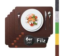 Sidorenko Noble salvamanteles individuales de fieltro 6 piezas marrón - manteles individuales de mesa limpiable 44x32cm posavasos de fieltro - mantel redondo lavable - posavasos de fieltro