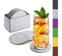Sidorenko Posavasos de Fieltro Redondo - Juego de 10 Con Caja - Diseño en Gris Claro Para Bebidas, Copas, Bar, Vaso - Premium Para Mesa