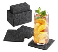 Sidorenko Posavasos de Fieltro Redondo - Juego de 10 con Caja - Posavasos de Diseño Gris para Bebidas, Copas y Vasos