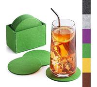 Sidorenko Posavasos de fieltro redondo para vasos - Juego de 10 in aja - Posavasos de diseño en verde para bebidas, copas, bar, vaso - Posavasos de fieltro de mesa premium