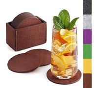 Sidorenko Posavasos de Fieltro Redondos para Vasos, Juego de 10 Unidades, diseño en marrón, para Bebidas, Tazas, Bar, Cristal, Posavasos de Fieltro