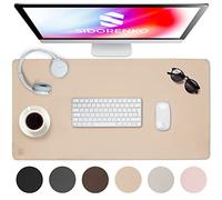 Sidorenko Vade de escritorio 80 x 40 cm lavable en beige - Base de mesa de piel sintética - Base de escritorio para oficina - Alfombrilla antideslizante para ratón, alfombrilla de ratón, alfombrilla