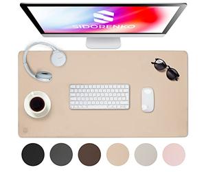 Sidorenko Vade de escritorio 80 x 40 cm lavable en beige - Base de mesa de piel sintética - Base de escritorio para oficina - Alfombrilla antideslizante para ratón, alfombrilla de ratón, alfombrilla