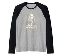 Sidra de manzana Isaac Newton de Funny Physics Vintage Label Science Camiseta Manga Raglan