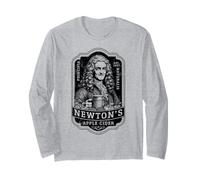 Sidra de manzana Isaac Newton de Funny Physics Vintage Label Science Manga Larga