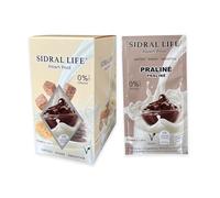 SIDRAL LIFE - Dulce/Saborizantes sin azúcar para leche,batidos o postres. Instantáneas en Polvo - Saborizantes Sin Azucar ni gluten y con Vitamina C y B12-15 Sobres(Praliné)