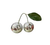 siduytin Bolas de discoteca de cereza, decoración de setas, espejo doble Kawaii, iluminación de cristal, sala de estar, decoración del hogar para escenario, Bar, vacaciones, Plata doble, 10cm