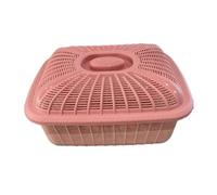 siduytin Cesta de frutas con tapa, organizador de accesorios cocina, cesta pan para servir, azul, mediana , Rosa , S