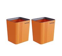 siduytin Cubo de Basura de 2 Piezas para Oficina, Hotel, Sala de Estar, Dormitorio, Papelera, Cubo de Basura de Forma Cuadrada, Gran Capacidad, Naranja L