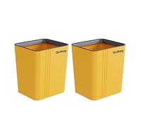 siduytin Cubo de Basura de 2 Piezas para Oficina, Hotel, Sala de Estar, Dormitorio, Papelera, Cubo de Basura de Forma Cuadrada, Gran Capacidad, Amarillo L