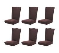 siduytin Fundas para sillas de 6 uds., aspecto suave y cómodo de muebles, fundas elásticas para asientos de sillas de poliéster, Café