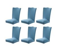 siduytin Fundas para sillas de 6 uds., aspecto suave y cómodo de muebles, fundas elásticas para asientos de sillas de poliéster, azul brumoso