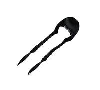 siduytin Pelucas Addams para Cosplay de Halloween hechas de seda de temperatura para cualquier ocasión pelucas largas trenzadas negras de miércoles peluca con coletas