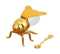 siduytin Tarro de miel con forma de abeja y cuchara para condimentos, ideal para almacenar en casa, miel y jarabe, cola plata, rosa dorada, 10x15x8.5cm