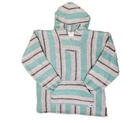 Sie7e Fibras Sudadera Mexicana con Capucha de Diseño Hippie. Poncho Artesanal 100% Reciclado Estilo Baja California. Sudadera Hecha a Mano para Hombre y Mujer. Modelo Mezcal. Talla M