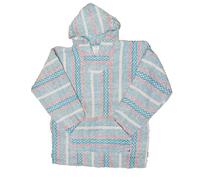 Sie7e Fibras Sudadera Mexicana con Capucha de Diseño Hippie. Poncho Artesanal 100% Reciclado Estilo Baja California. Sudadera Hecha a Mano para Hombre y Mujer. Modelo Mitla. Talla L