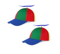 SIEBOLD 2 Piezas Sombrero de Hélice,Helicóptero Hélice Gorras,Baseball Cabeza de hélice Patchwork Libélula con Cuentas Verano Protección Solar Baseball Cabeza- Arco Iris Colorido
