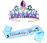 SIEBOLD 2 Piezas Tiara de Corona Sirena,Corona de Princesa para Vestir,Palabra Morada con Purpurina,para niñas,Mujeres,Suministros para Fiestas de cumpleaños Decoraciones
