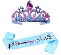 SIEBOLD 2 Piezas Tiara de Corona Sirena,Corona de Princesa para Vestir,Palabra Morada con Purpurina,para niñas,Mujeres,Suministros para Fiestas de cumpleaños Decoraciones
