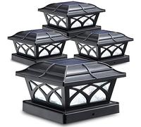Siedinlar Luces solares para exteriores, 2 modos, funciona con energía solar, impermeable, para postes de 4 x 4, 5 x 5, 6 x 6 pulgadas, decoración de jardín, patio, blanco cálido y blanco frío, negro