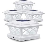 Siedinlar Luces solares para exteriores, 2 modos, funciona con energía solar, impermeable, para postes de 4 x 4, 5 x 5, 6 x 6 pulgadas, decoración de jardín, patio, blanco cálido y blanco frío, blanco