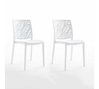 SIEDITI FUORI E DENTRO 2 sillas de Resina Blancas Interior y Exterior | Sillas Dafne apilables, fácil limpieza, para cocina, jardín y restaurante