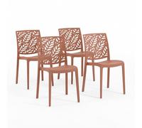 SIEDITI FUORI E DENTRO 4 sillas de Resina Terracota Interior y Exterior | Sillas Dafne apilables, fácil limpieza, para cocina, jardín y restaurante