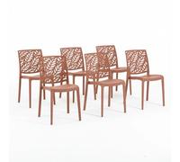 SIEDITI FUORI E DENTRO 6 sillas de Resina Terracota Interior y Exterior | Sillas Dafne apilables, fácil limpieza, para cocina, jardín y restaurante