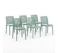 SIEDITI FUORI E DENTRO 6 sillas de Resina Verdes Interior y Exterior | Sillas Dafne apilables, fácil limpieza, para cocina, jardín y restaurante